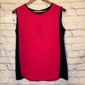 Milano Pink Black Color Block Sleeveless Blouse Size Medium